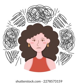 Doodle Flat Clipart. Illustration about mental health. All Objects Are Repainted.