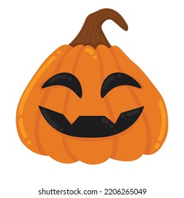 Doodle Flat Clipart. Large Carved Pumpkin For Halloween Decoration. All Objects Are Repainted.