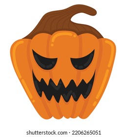 Doodle Flat Clipart. Large Carved Pumpkin For Halloween Decoration. All Objects Are Repainted.