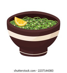 Doodle flat clipart. Seaweed salad - wakame. All objects are repainted.