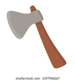 Doodle flat clipart. A simple ax for cutting trees. All objects are repainted.