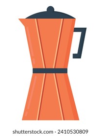 Doodle flat clipart. Simple illustration of a geyser coffee maker