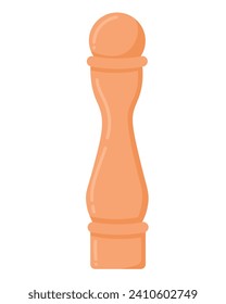 Doodle flat clipart. Simple illustration of a wooden grinder for seasonings, pepper