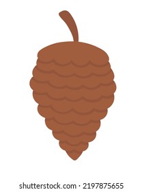 Doodle flat clipart. A simple pine cone. All objects are repainted.