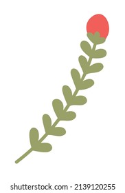Doodle flat clipart sprig with berries. Easy to change color.