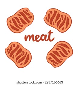 Doodle flat clipart. Stylized piece of meat. All objects are repainted.