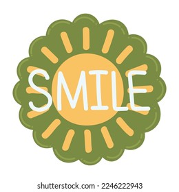 Doodle Flat Clipart. Vector sticker with lettering. All Objects Are Repainted.