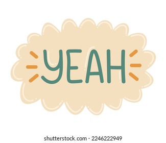 Doodle Flat Clipart. Vector sticker with lettering. All Objects Are Repainted.