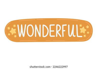 Doodle Flat Clipart. Vector sticker with lettering. All Objects Are Repainted.