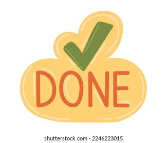Doodle Flat Clipart. Vector sticker with lettering. All Objects Are Repainted.