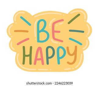 Doodle Flat Clipart. Vector sticker with lettering. All Objects Are Repainted.