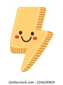 Doodle Flat Clipart. Vector sticker lightning with a muzzle. All Objects Are Repainted.