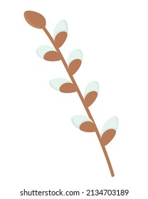 Doodle flat clipart willow twig. Easy to change color.