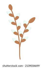 Doodle flat clipart willow twig. Easy to change color.
