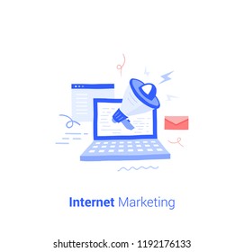 Doodle flat design icon vector illustration concept. Internet Marketing.
