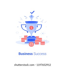 Doodle flat design icon vector illustration concept. Business Success.
