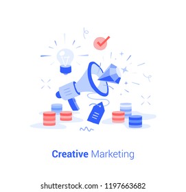 Doodle flat design icon vector illustration concept. Creative marketing, profit making,  advertising budget.
