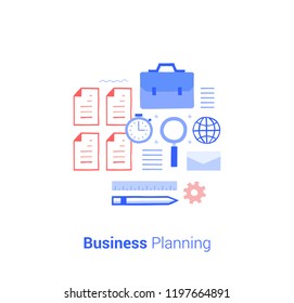 Doodle flat design icon vector illustration concept. Business planning.
