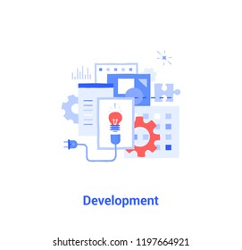 Doodle flat design icon vector illustration concept. Software setup and installation
