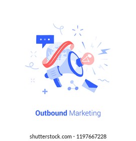 Doodle flat design icon vector illustration concept.Outbound Marketing.
