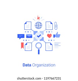 Doodle flat design icon vector illustration concept. Data organization.
