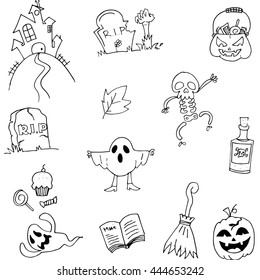 Doodle flat Halloween hand draw vector art