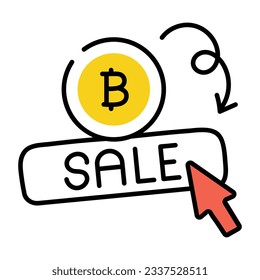 Doodle flat icon bitcoin sale 