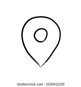 Doodle flat icon sketch of gps location for map. Direction location illustration for map.