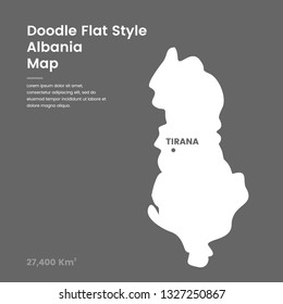 Doodle Flat Style Albania Map
