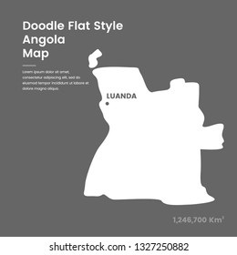 Doodle Flat Style Angola Map