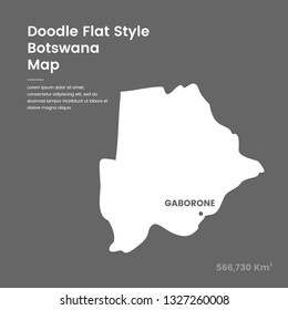 Doodle Flat Style Botswana Map