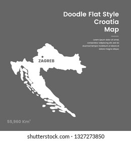 Doodle Flat Style Croatia Map