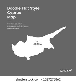 Doodle Flat Style Cyprus Map