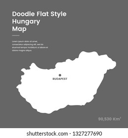 Doodle Flat Style Hungary Map