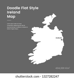 Doodle Flat Style Ireland Map