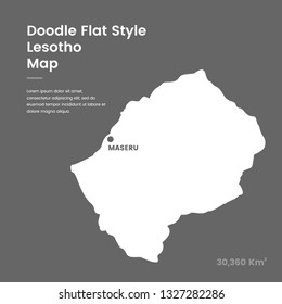 Doodle Flat Style Lesotho Map