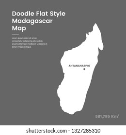 Doodle Flat Style Madagascar Map
