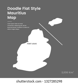 Doodle Flat Style Mauritius Map