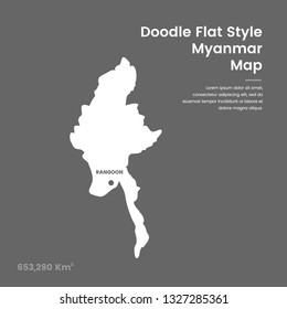 Doodle Flat Style Myanmar Map