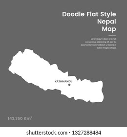 Doodle Flat Style Nepal Map