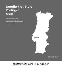 Doodle Flat Style Portugal Map