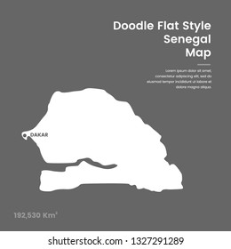 Doodle Flat Style Senegal Map