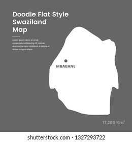 Doodle Flat Style Swaziland Map