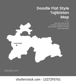 Doodle Flat Style Tajikistan Map