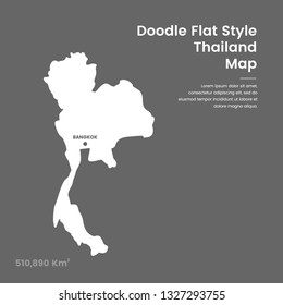Doodle Flat Style Thailand Map