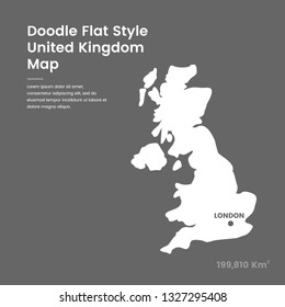 Doodle Flat Style United Kingdom Map - Great Britain - UK - England