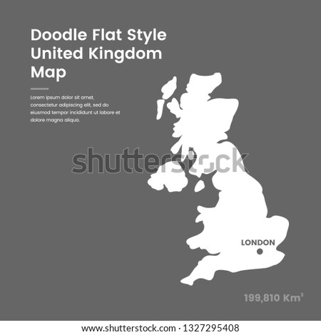 Doodle Flat Style United Kingdom Map - Great Britain - UK - England