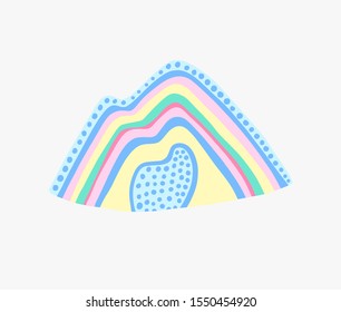 doodle flat vector illustration of color decorative mountain or hill