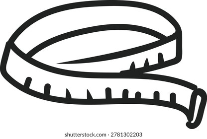 A doodle of a flexible measuring tape used in sewing and fashion design.