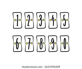 Doodle flip reloj icono conjunto.
